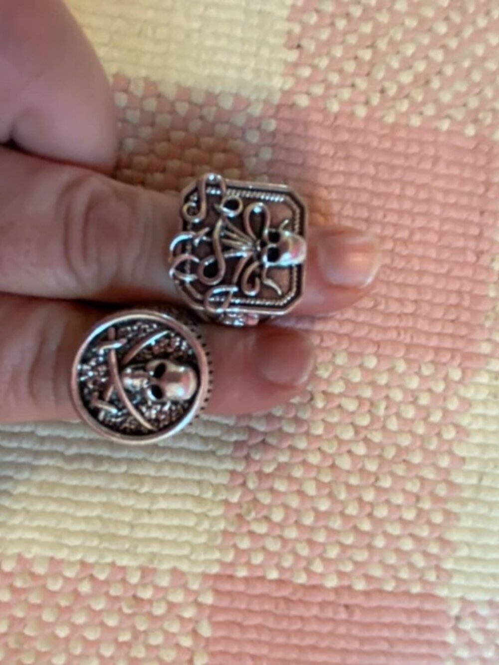 2 pack pirate octopus silver metal rings costume fashion jewelry